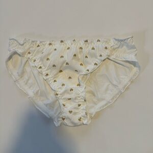 90s White Velvet Hi-Cut Ruffled Bikini Panty Large